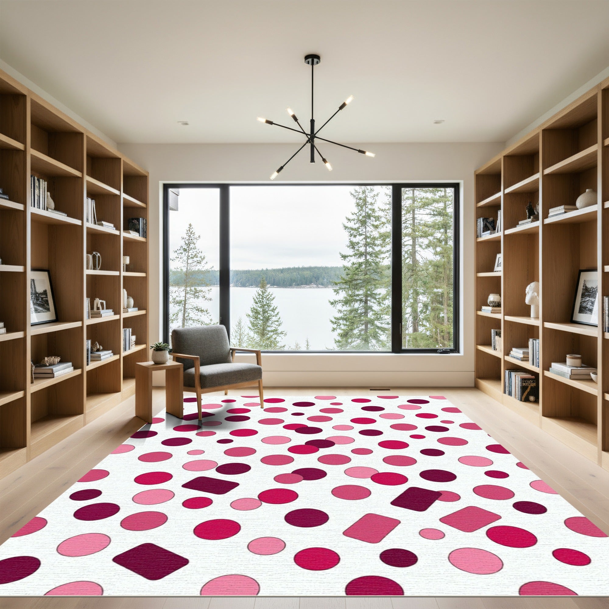 Pink Crimson Polka Dot Confetti Rug