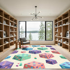 Playful Multicolor Isometric Dot Array Rug