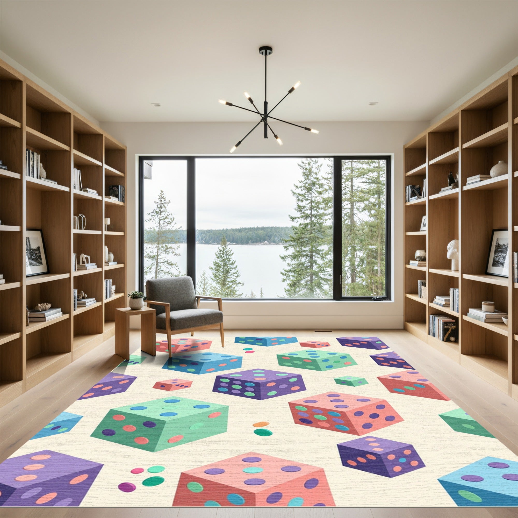 Playful Multicolor Isometric Dot Array Rug