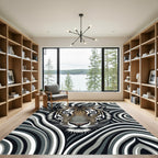 Intense Tiger Grayscale Swirl Portrait Rug
