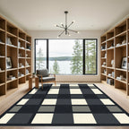 Monochromatic Geometric Checkerboard Squares Rug