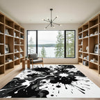 Bold Monochrome Splatter Abstract Rug