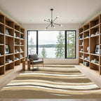 Earthy Bronze Wavy Abstract Stripes Rug