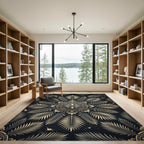 Ornate Golden Fern Mandala Rug