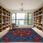 Abstract Mandala Bloom With Foliage Rug