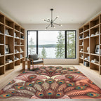 Vibrant Peacock Feather Fan Arrangement Rug