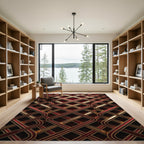 Rich Burgundy Gold Woven Interlace Rug