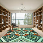 Southwestern Teal Abstract Geometric Landscape Rug
