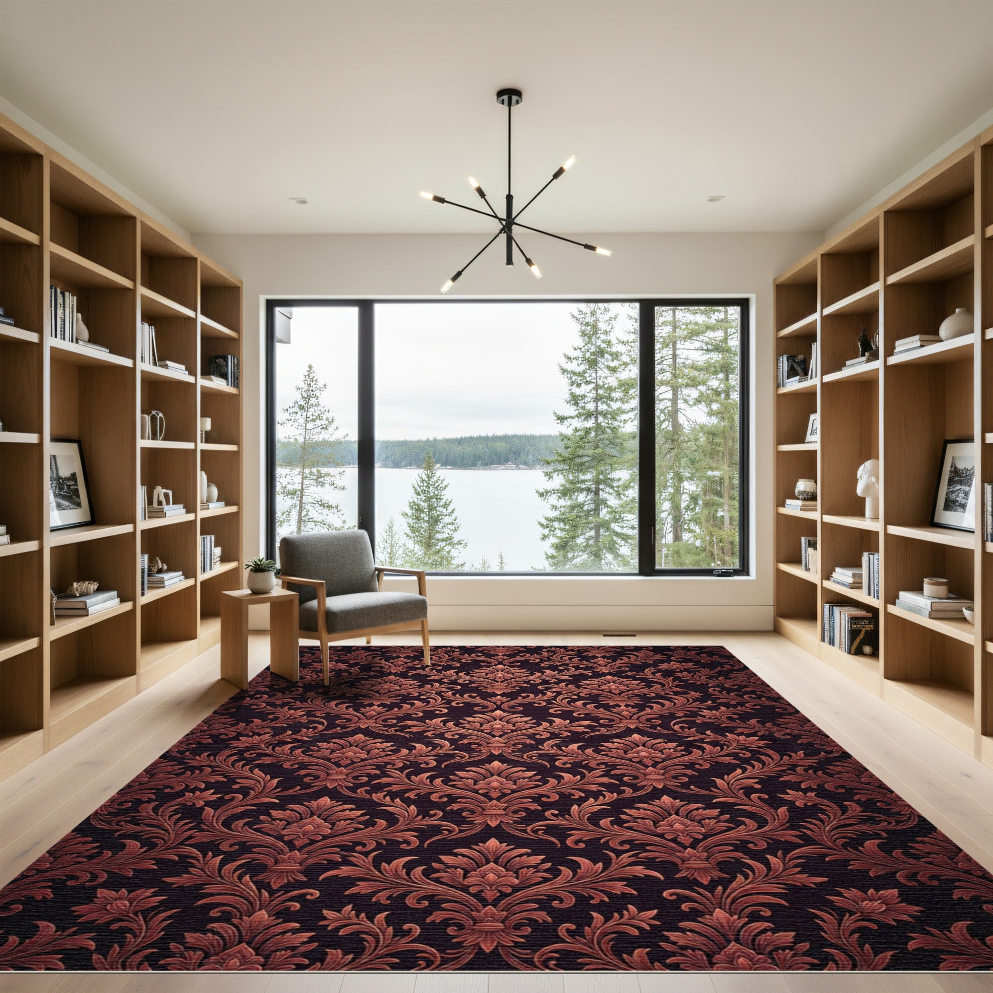 Antique Bronze Acanthus Leaf Pattern Rug