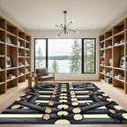Rustic Monochrome Stacked Log Abstract Rug