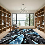 Cool Blue Shattered Ice Crystal Rug