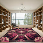 Crimson Pink Geometric Sunburst Rug