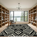 Monochrome Ikat Diamond Geometric Art Rug