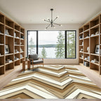 Modern Beige Chevron Layered Abstract Rug