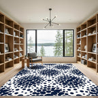 Modern Navy Circular Dotted Monochromatic Rug