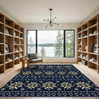 Navy Blue Nordic Snowflake Sweater Texture Rug