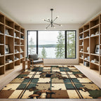 Rustic Plaid Farmhouse Mushroom Woodland Rug