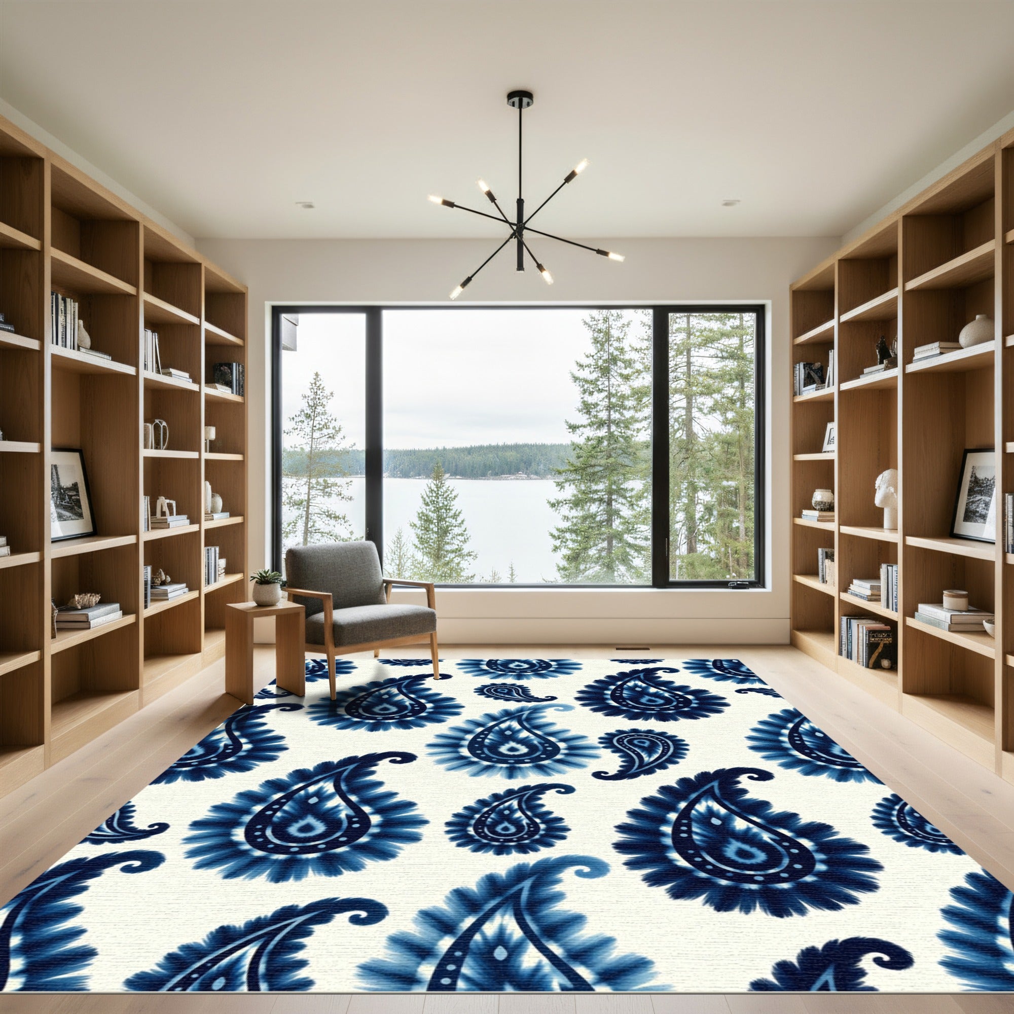 Indigo Blue Paisley Tear Drop Rug