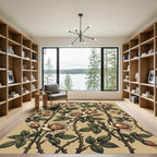 Elegant Cream Rose Botanical Vine Rug