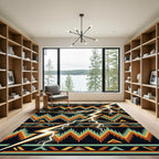 Geometric Tribal Lightning Bolt Rug