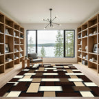 Chic Woven Geometric Espresso Cream Rug