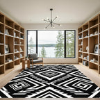 Bold Monochrome Geometric Diamond Accent Rug