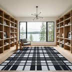 Monochromatic Black And White Plaid Rug