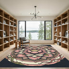 Distressed Pink Lotus Floral Mandala Rug