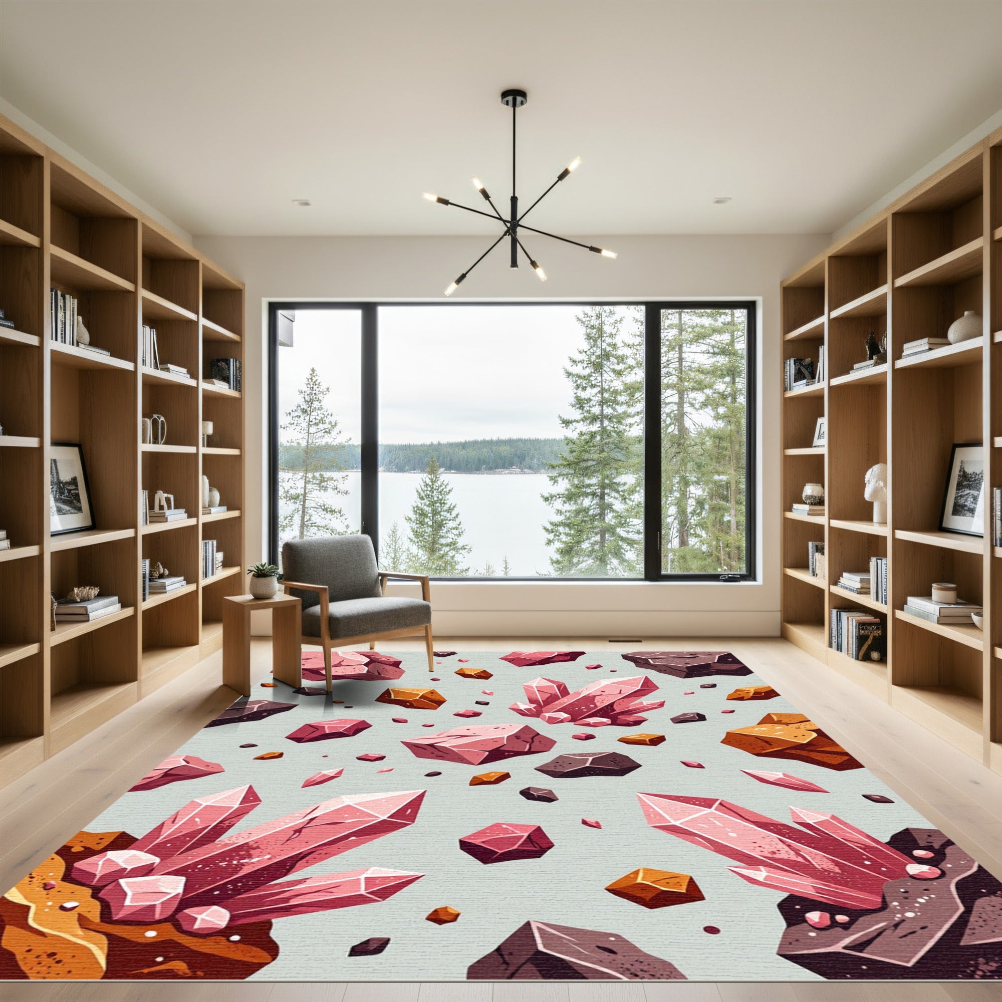 Floating Rose Quartz Geode Mineral Fragment Rug