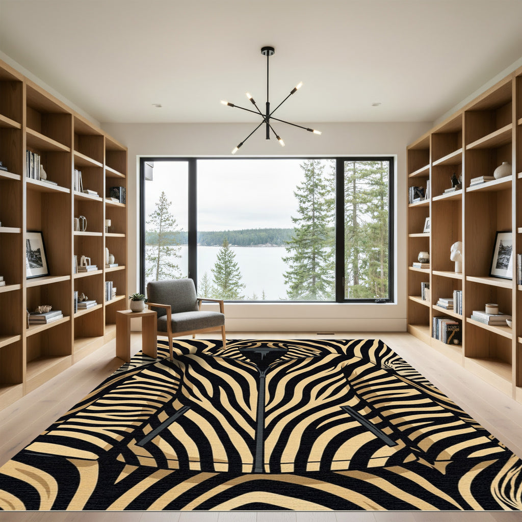 Bold Black Tan Zebra Stripes Rug