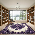 Elegant Purple Floral Star Medallion Rug