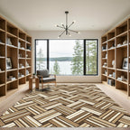 Woven Tan Herringbone Stripes Rug