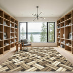 Neutral Woven Basket Weave Texture Rug