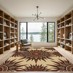 Earthy Terracotta Sunburst Geometric Medallion Rug