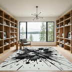 Monochrome Artistic Abstract Ink Splatter Rug