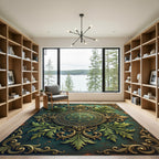 Emerald Ornate Baroque Floral Medallion Rug