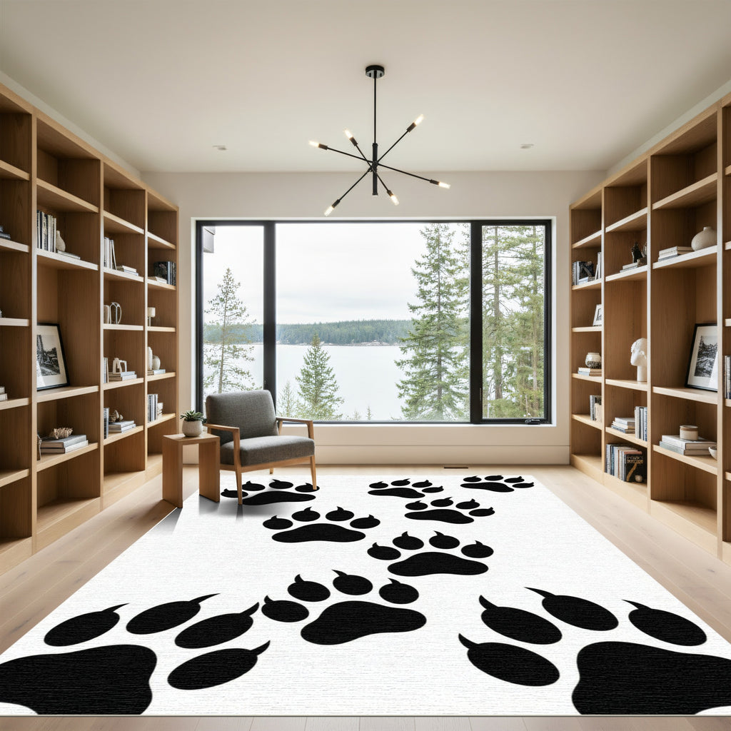 Black Paw Prints Scatter Rug