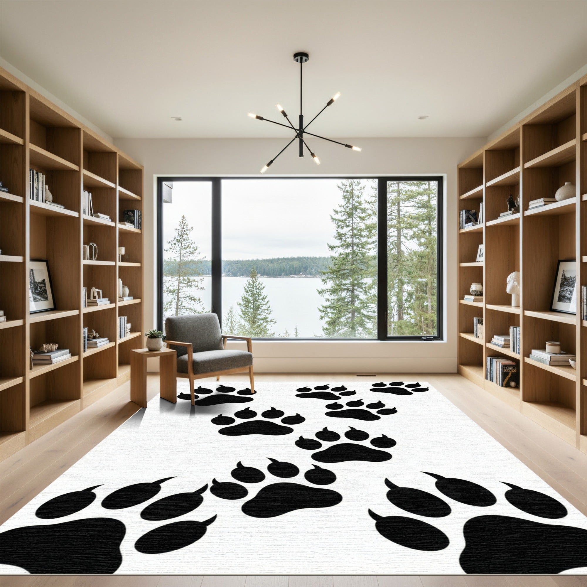 Black Paw Prints Scatter Rug