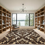 Rich Chocolate Leaf Scroll Rug