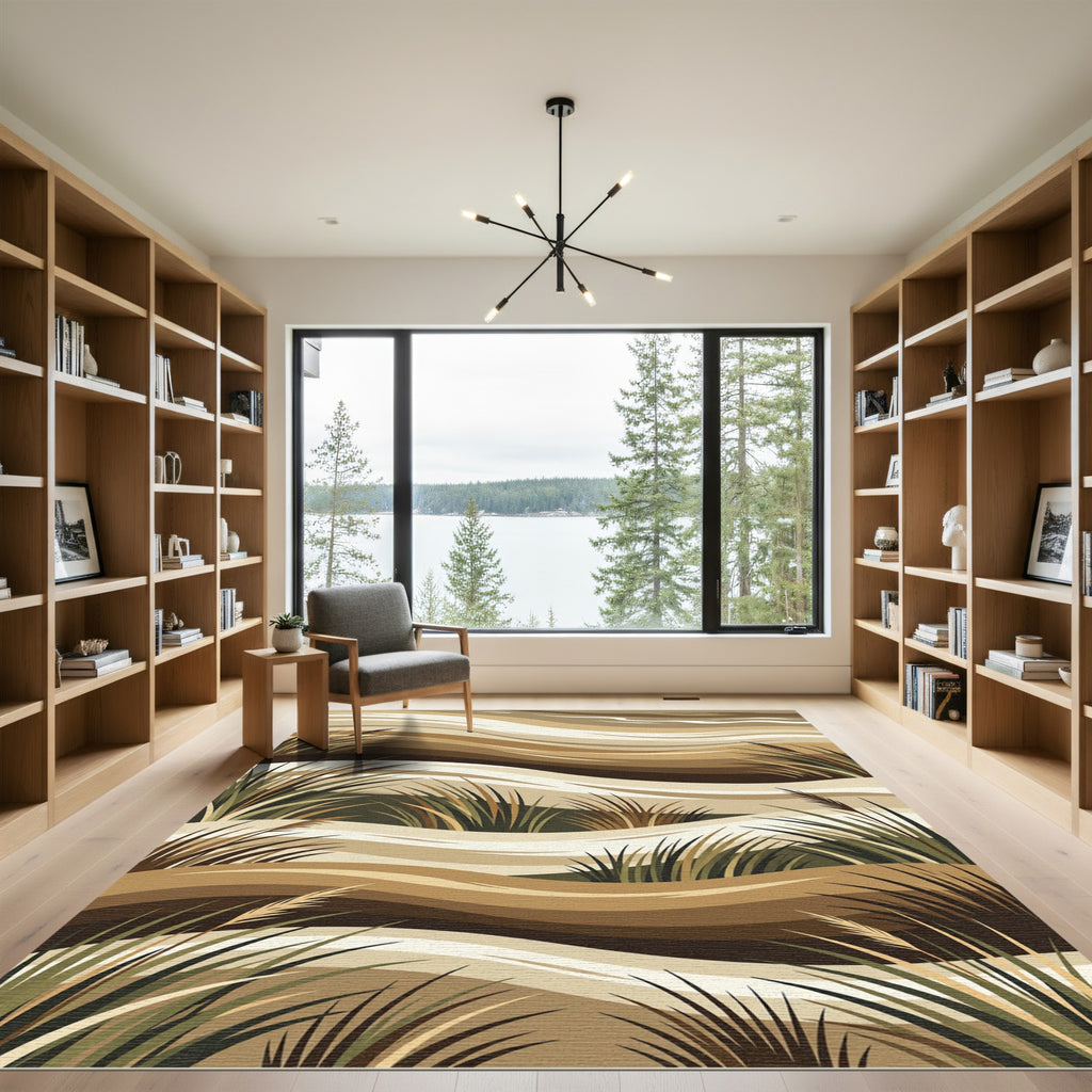 Earthy Tone Abstract Dune Grass Rug