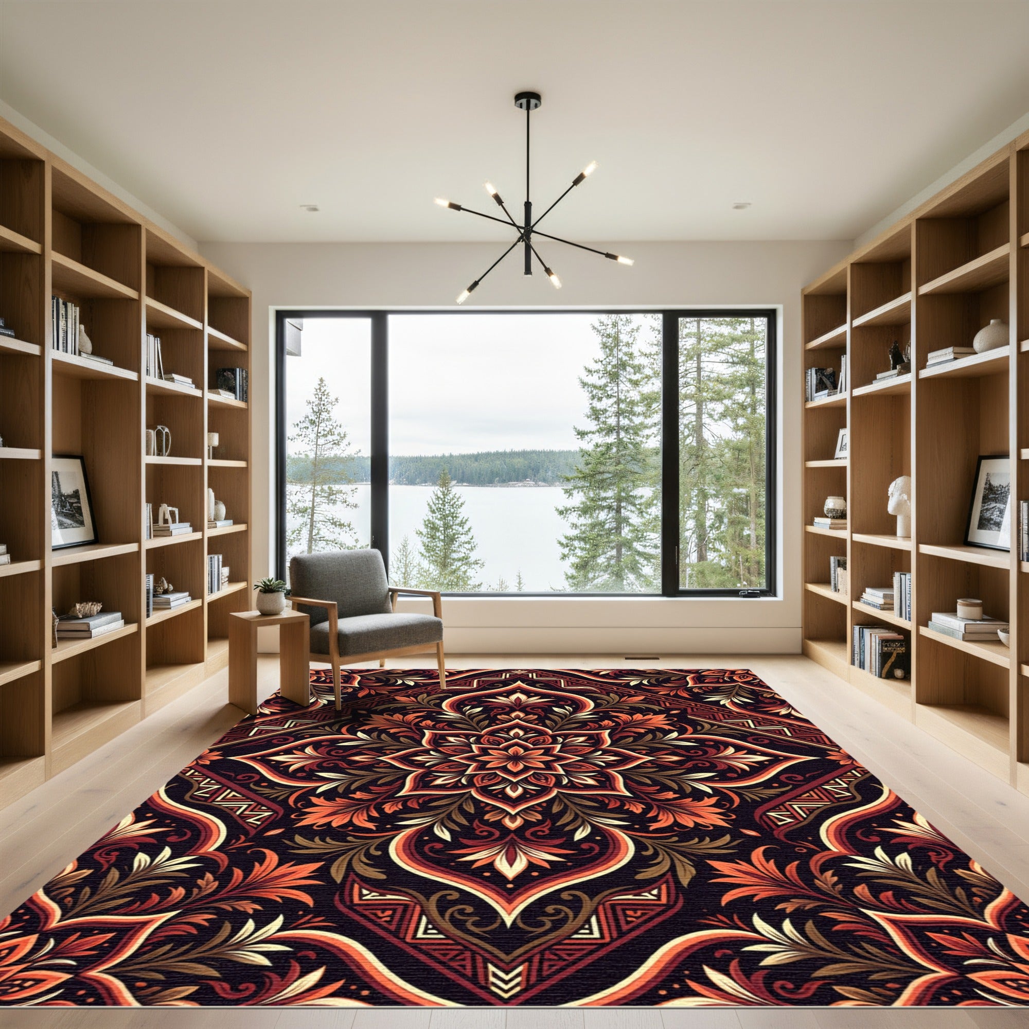 Floral Sunset Ornate Botanical Medallion Rug