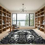 Gothic Black Rose Garden Lattice Rug
