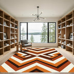 Retro Orange Brown Chevron Rug