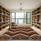 Earthy Copper Chevron Tribal Geometric Rug