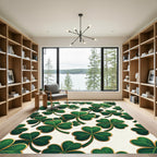 Golden Trim Emerald Shamrock Clover Rug