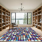 Iridescent Mosaic Tile Grid Artwork Rug