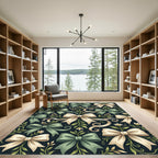 Elegant Sage and Cream Ribbon Floral Rug