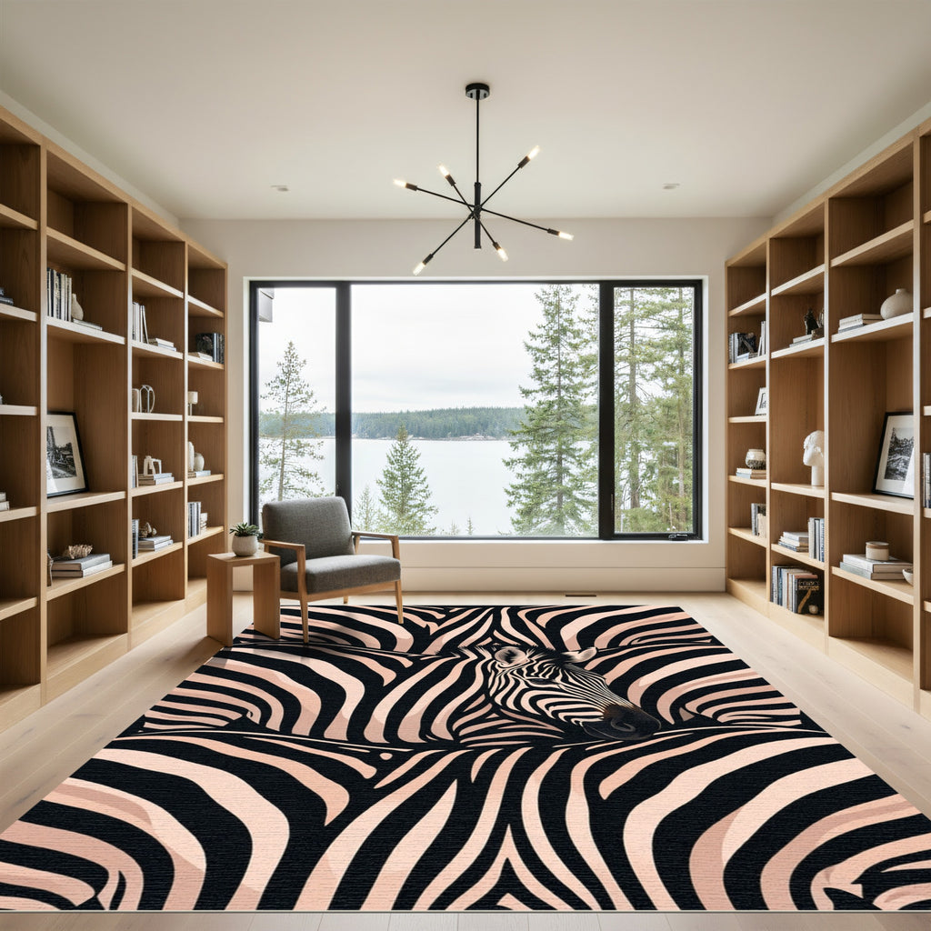 Bold Monochrome Zebra Stripe Illusion Rug