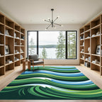 Abstract Emerald Ocean Flowing Wave Rug