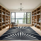 Modern Silver Radial Fan Rug